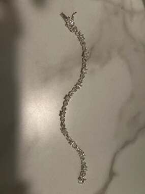 Silver Cubic Zirconia Infinity and Square Cut Star Link Tennis Bracelet